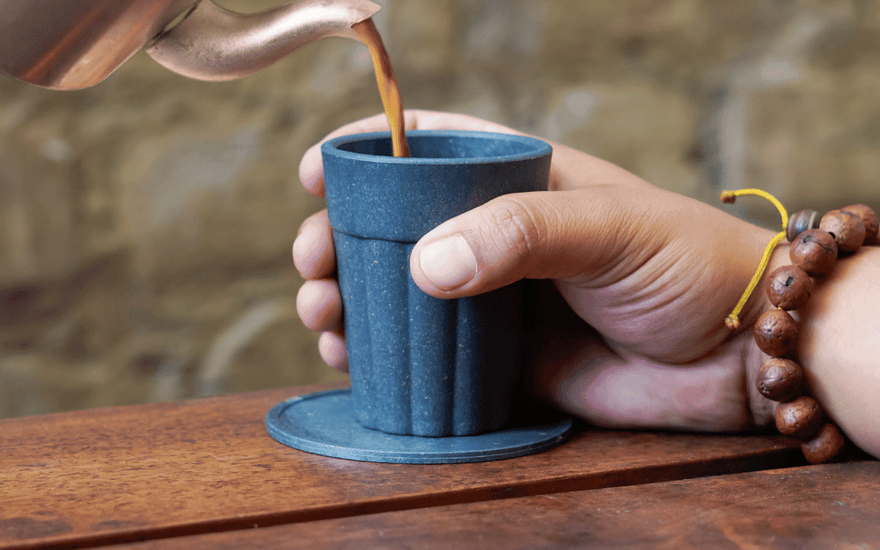 Eco-friendly sustainable kulhad chai cup with hot tea